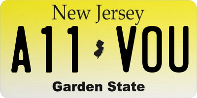 NJ license plate A11VOU