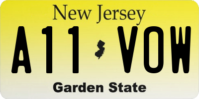 NJ license plate A11VOW