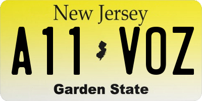 NJ license plate A11VOZ
