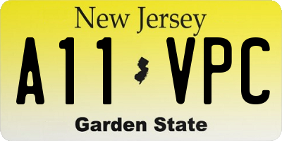 NJ license plate A11VPC