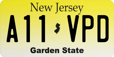 NJ license plate A11VPD