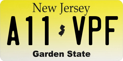 NJ license plate A11VPF