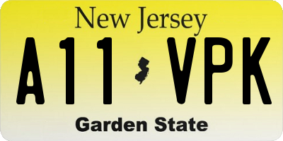 NJ license plate A11VPK