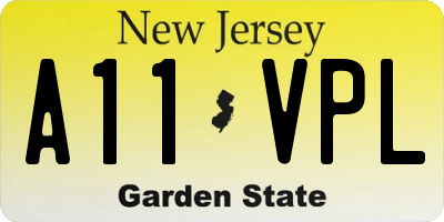 NJ license plate A11VPL