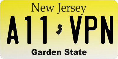 NJ license plate A11VPN