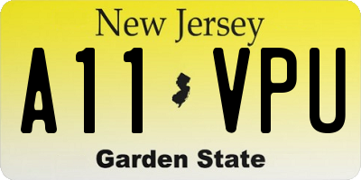 NJ license plate A11VPU