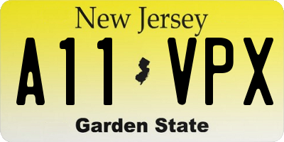 NJ license plate A11VPX
