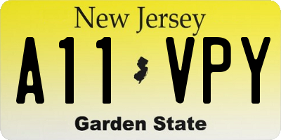 NJ license plate A11VPY