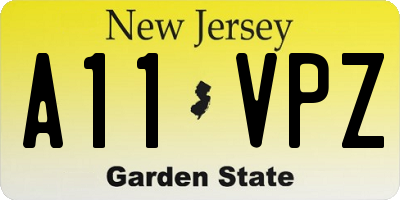 NJ license plate A11VPZ