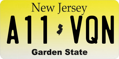 NJ license plate A11VQN