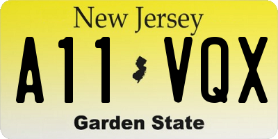 NJ license plate A11VQX