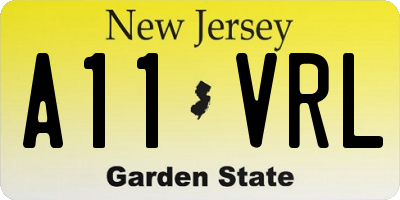 NJ license plate A11VRL