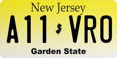 NJ license plate A11VRO