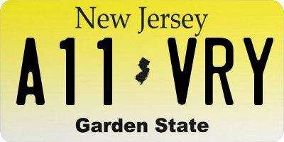 NJ license plate A11VRY
