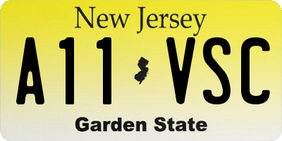 NJ license plate A11VSC