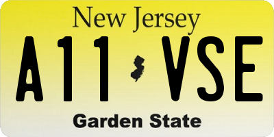 NJ license plate A11VSE