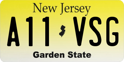 NJ license plate A11VSG