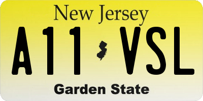 NJ license plate A11VSL