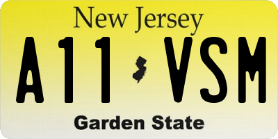 NJ license plate A11VSM