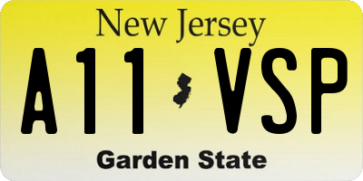 NJ license plate A11VSP