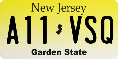 NJ license plate A11VSQ
