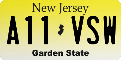 NJ license plate A11VSW