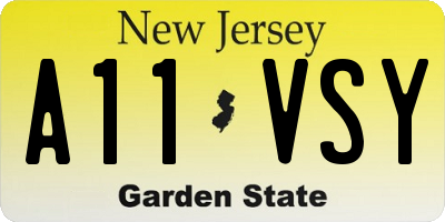 NJ license plate A11VSY
