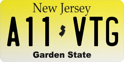 NJ license plate A11VTG