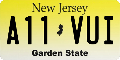 NJ license plate A11VUI