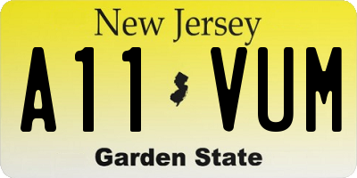NJ license plate A11VUM