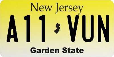 NJ license plate A11VUN