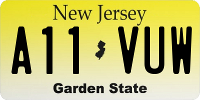 NJ license plate A11VUW
