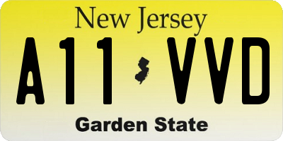 NJ license plate A11VVD