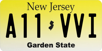 NJ license plate A11VVI