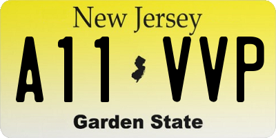 NJ license plate A11VVP
