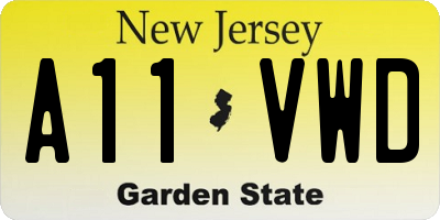 NJ license plate A11VWD