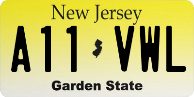 NJ license plate A11VWL
