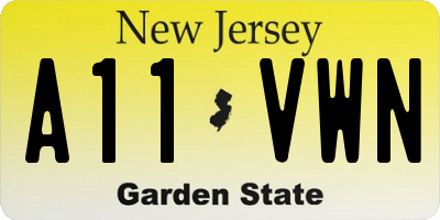 NJ license plate A11VWN