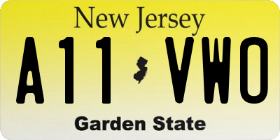 NJ license plate A11VWO