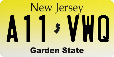 NJ license plate A11VWQ