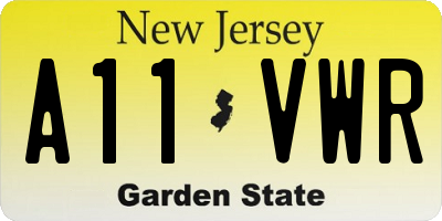 NJ license plate A11VWR