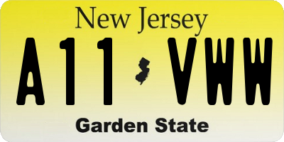 NJ license plate A11VWW
