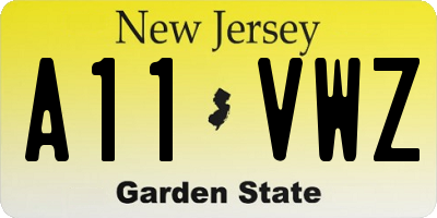 NJ license plate A11VWZ