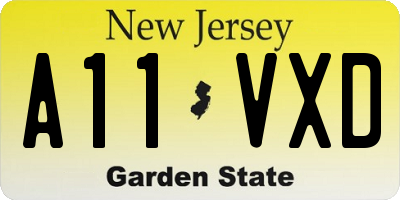 NJ license plate A11VXD