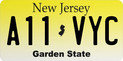 NJ license plate A11VYC