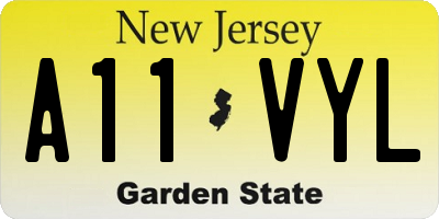 NJ license plate A11VYL