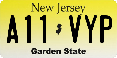 NJ license plate A11VYP