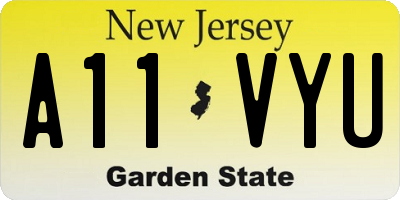 NJ license plate A11VYU