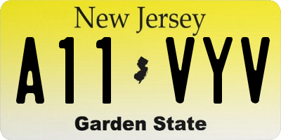NJ license plate A11VYV