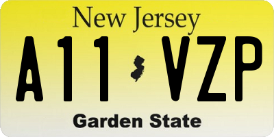 NJ license plate A11VZP